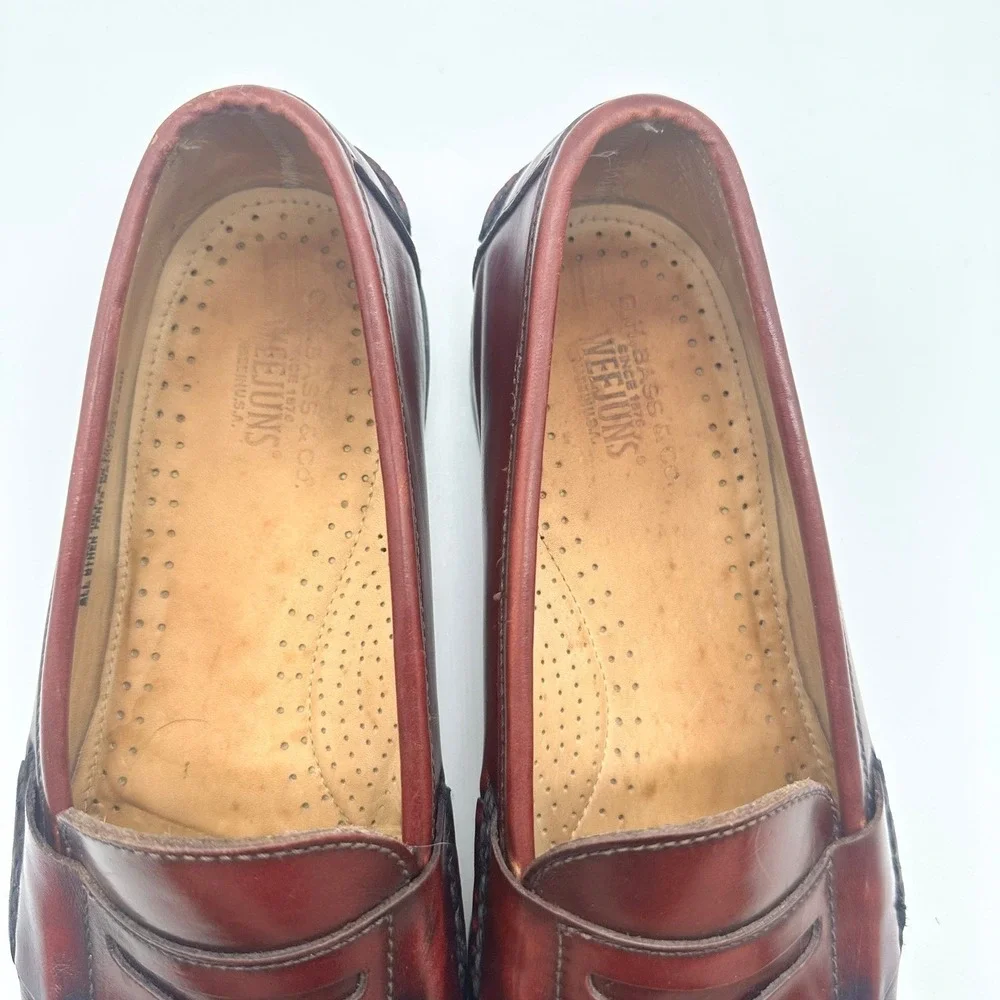 Vintage GH Bass Weejuns Oxblood Burgundy Leather Penny Loafers Made in USA 8D